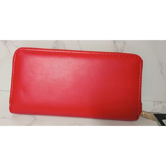 BADGLEY MISCHKA Red Vegan Leather Wallet with Gold Studs - NEW - Picture 2 of 4